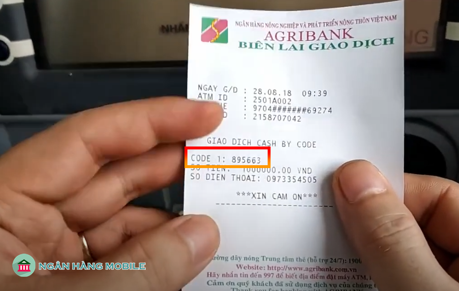 Tạo mã rút tiền Agribank