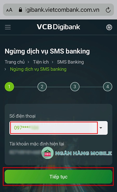 Hủy sms banking vietcombank