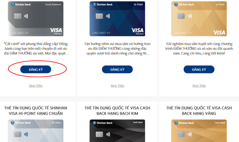 mở thẻ tín dụng Shinhan Bank
